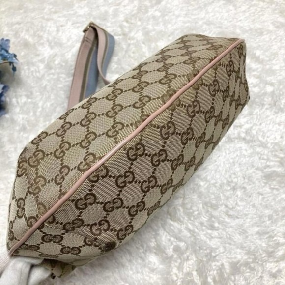 100% Authentic Gucci GG Canvas Beige Pink  Shoulder Bag - Picture 6 of 16